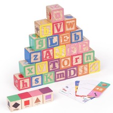 Wooden ABC Building Blocks for Toddlers,30 PCS Montessori Alphabet  Number L.