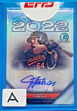 JUD FABIAN 2022 Bowman Draft Chrome Prospect Auto Class of Refractor 24/250 O'S