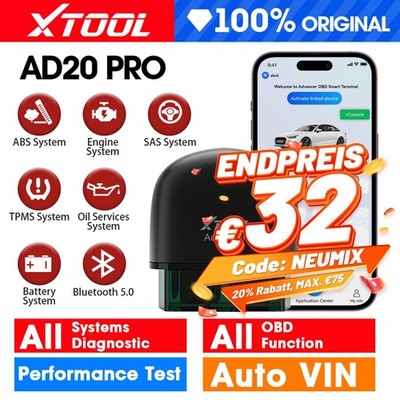 2026 XTOOL AD20 PRO All System Diagnosegerät OBD2 Scanner Öl Reset Batterie Test