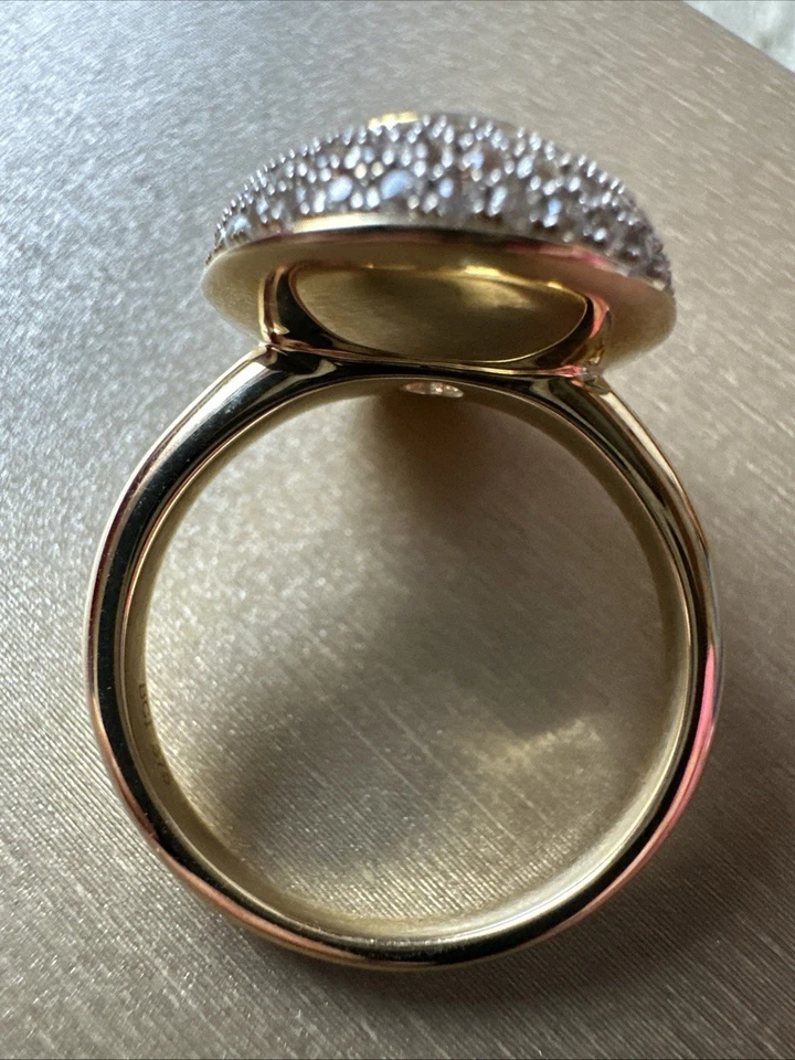 Ring, Gg 375, Flourit und Zirkone, Gr. 60(19), 17x 20 mm Ringkopf, 2,5mm Ringsch - Bild 3 von 4