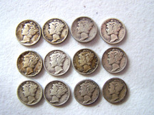 (030) B   LOT OF 12 DIFFERENT MERCURY SILVER DIMES  1917-1940 SOME SCARCE