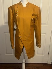 Custom Made African Men's Suit Set Chain Accent Embroidered Cuffs Buttons