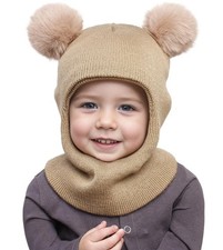 Baby Winter Hat Scarf Set Kids Warm Windproof Knit Hood Fleece Hat