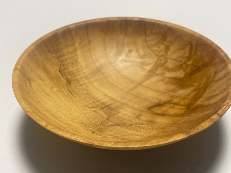 HAND TURNED MAPLE WOOD BOWL JEFF LUEDLOFF SIGNED 5 INCHES ACROSS