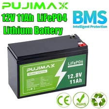12V 11Ah LiFePO4 Lithium Battery Built-in BMS 5000+ Cycles For Solar Power RV