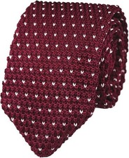 Men Boys Wine Red Knitted Neck Tie Burgundy Accessory Narrow Necktie Gift for...