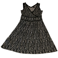 Ann Taylor Knee Length Dress Womens Size M Black White Stretch Sleeveless