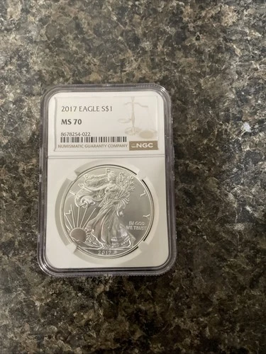 2017 $1 American Silver Eagle NGC MS70 Brown Label