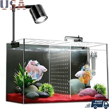 3 Gallon Nano Glass Aquarium W/ LED Light Hanging Filter Betta Tank Divider New