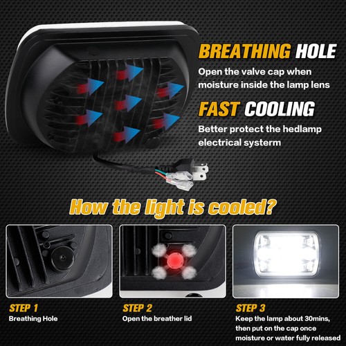 2PCS 7x6'' 5x7'' LED Headlights Hi-Lo Beam DRL For Nissan Pickup Hardbody D21 - Picture 4 of 9