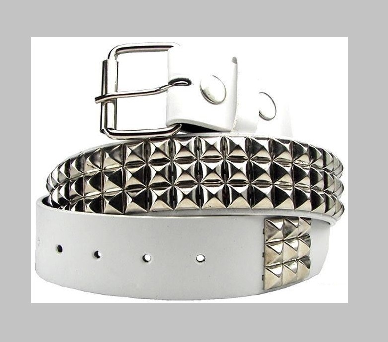 New Black & White & Hot Pink Zebra 3Row Pyramid Studded Punk Goth