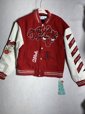 Off White Red White chicago bulls  Championship jacket Size XL