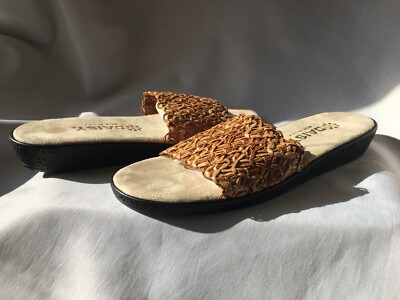 NEW 12N Womens Raffia Slide Sandal NAVY or TAN by DAISY 12 NARROW  NEW~Free Ship