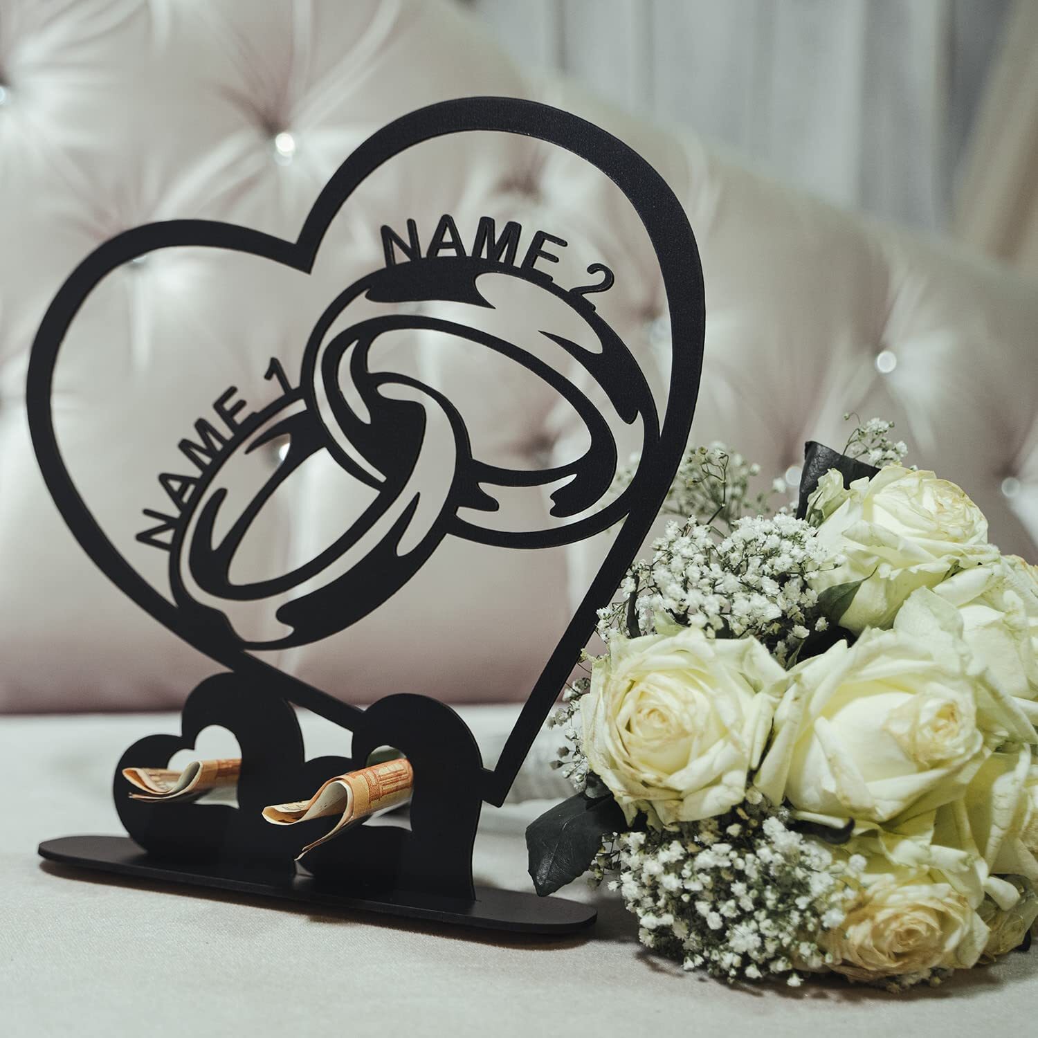 Geldgeschenk Herzen Ringe Partner Geschenke mit Namen Hochzeit - Geschenkideen