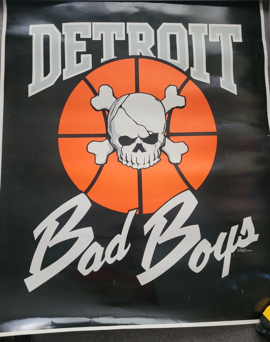90'S Fruit of the Loom NBA Detroit Pistons Bad Boys Sports Print T-Shirt Made in USA Men's L size cotton black type Vintage Second Hand