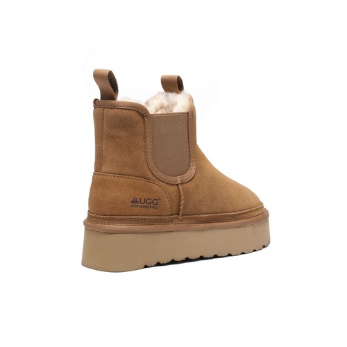 UGG DREAMMERINO® UGG Sheepskin Wool Elastic Band Platform Chelsea Ankle Boots - Bild 7 von 17