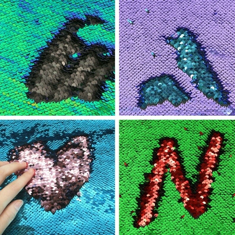 Wendbar Stoff Pailletten Flip Glänzend Zwei Ton Mermaid DIY Material Tuch Nähen - Bild 2 von 4