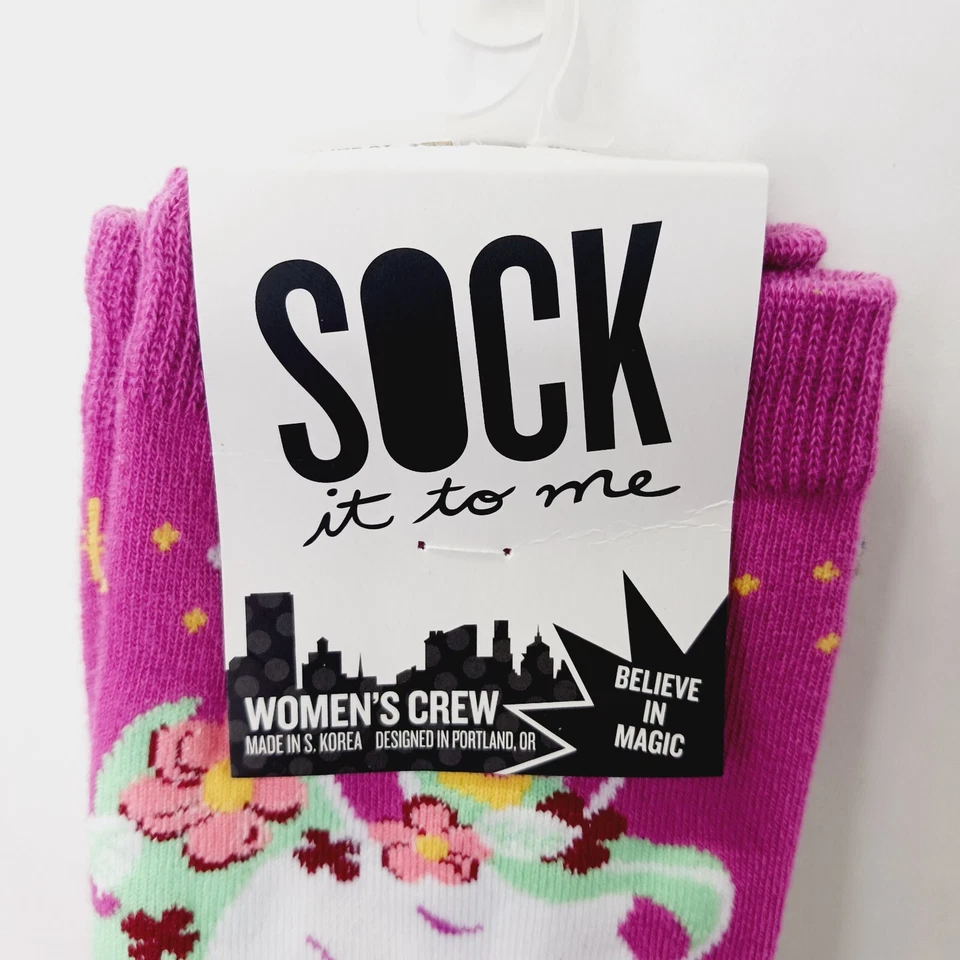 Sock It To Me Crew Mujer Niño Unicornio Creer Mariposa Rosa Flores NUEVO CON ETIQUETAS NUEVO Foto 4 de 4