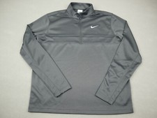 Nike Sweater Men Medium Gray Dri Fit 1/4 Zip Pullover Embroidery Swoosh Dri Fit