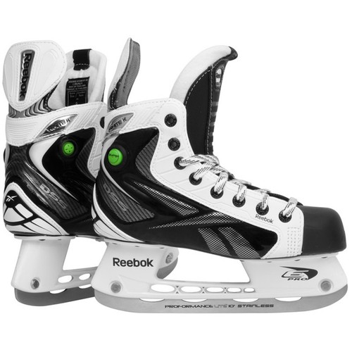 Reebok White K pump hockey player skates junior size 4 D black gray new
