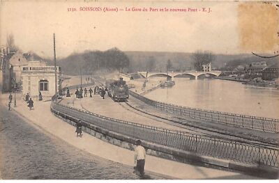 02 - n°72795 - SOISSONS - La Gare du Port et le Nouveau Pont - Train