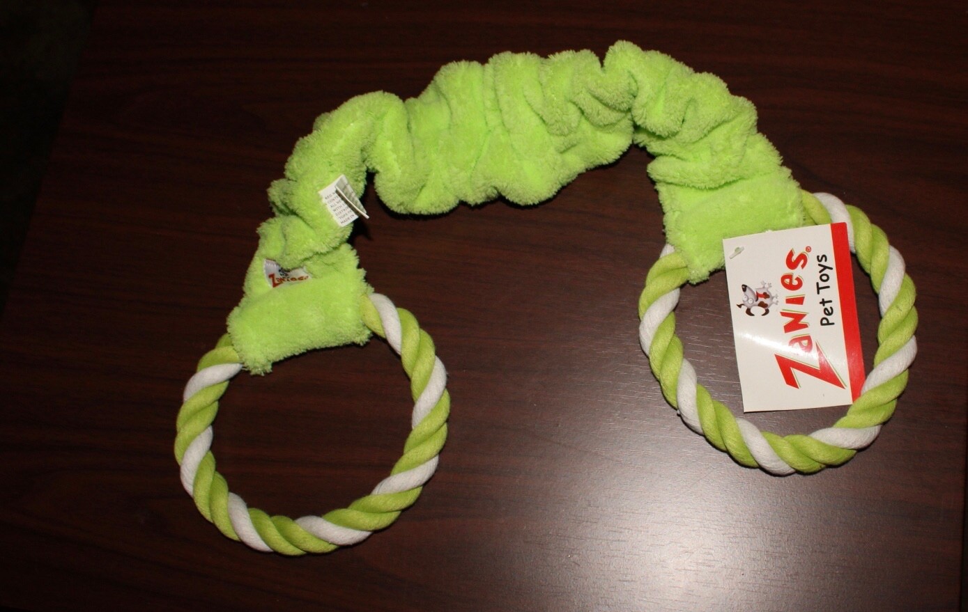 Zanies Dog Puppy Green Rope Bungee Tug Toy