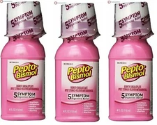 Pepto-Bismol Original AntiDiarrheal Upset stomach Liquid 4 Oz X 3 Packs