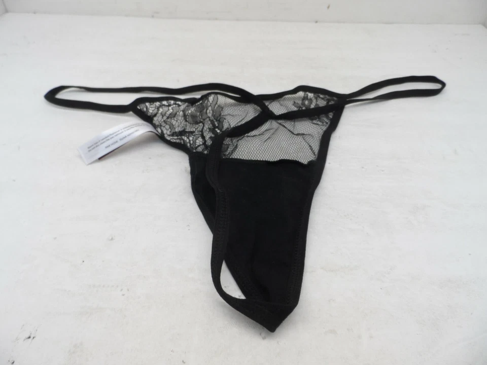 Adore Me Women's Lace Mesh Risque Thong ADM013BX Black Size 1X - Image 2 of 3