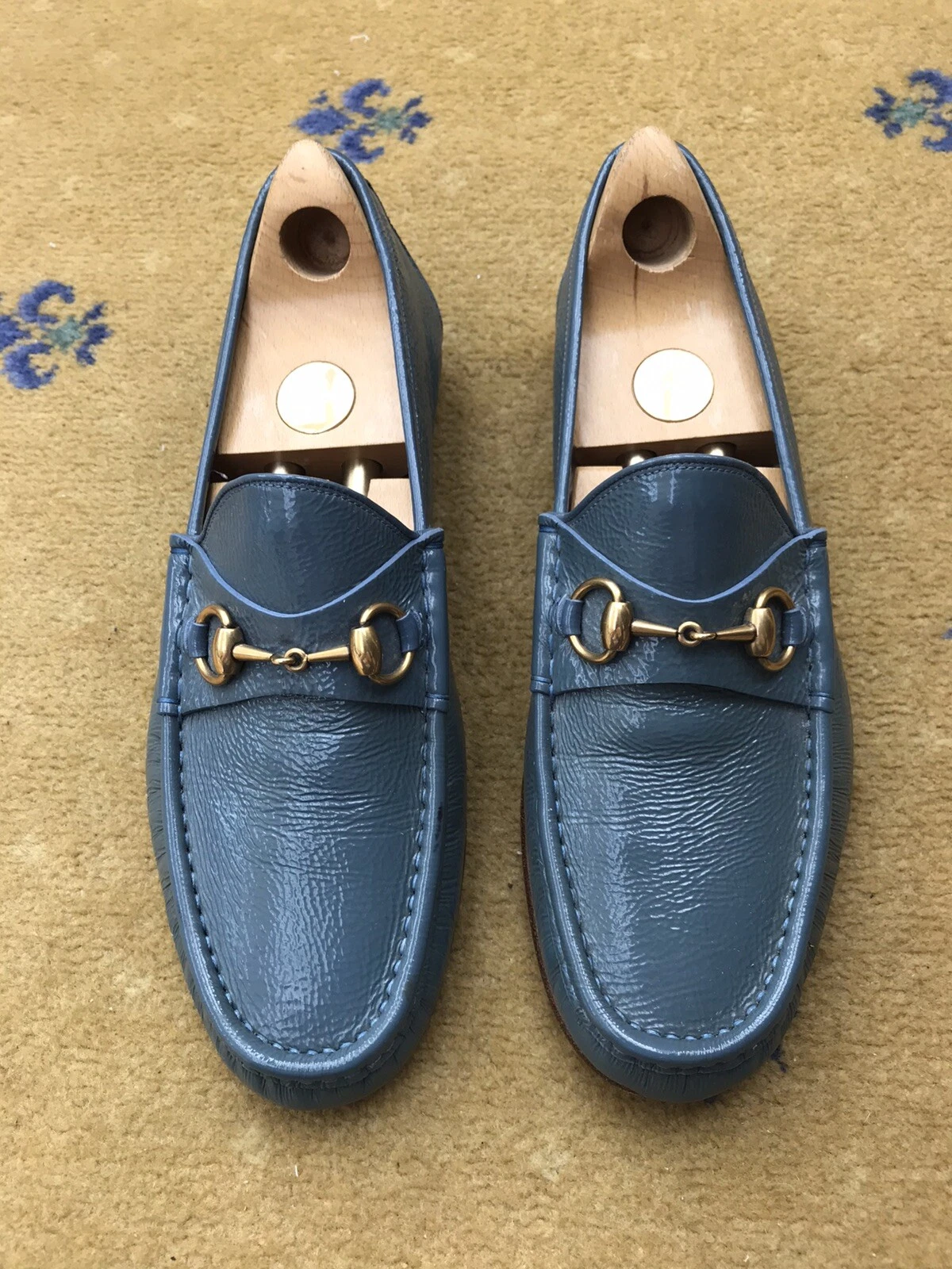 Mocassins Gucci chaussures en cuir Horsebit 1953 cuir bleu homme UK 9 US 9,5 EU 43