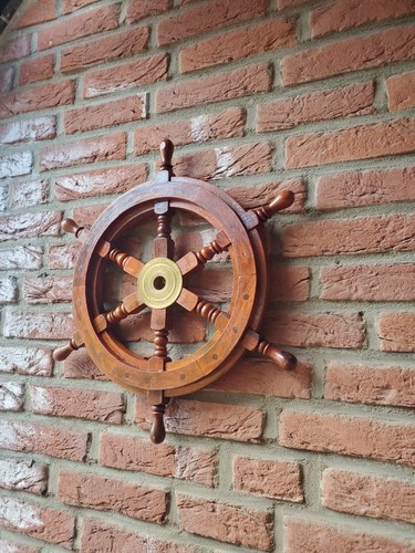Schiffsrad Antik Steuerrad 46cm Schiffsteuerrad Schiff Piraten Deko Boot Holz - Bild 5 von 6
