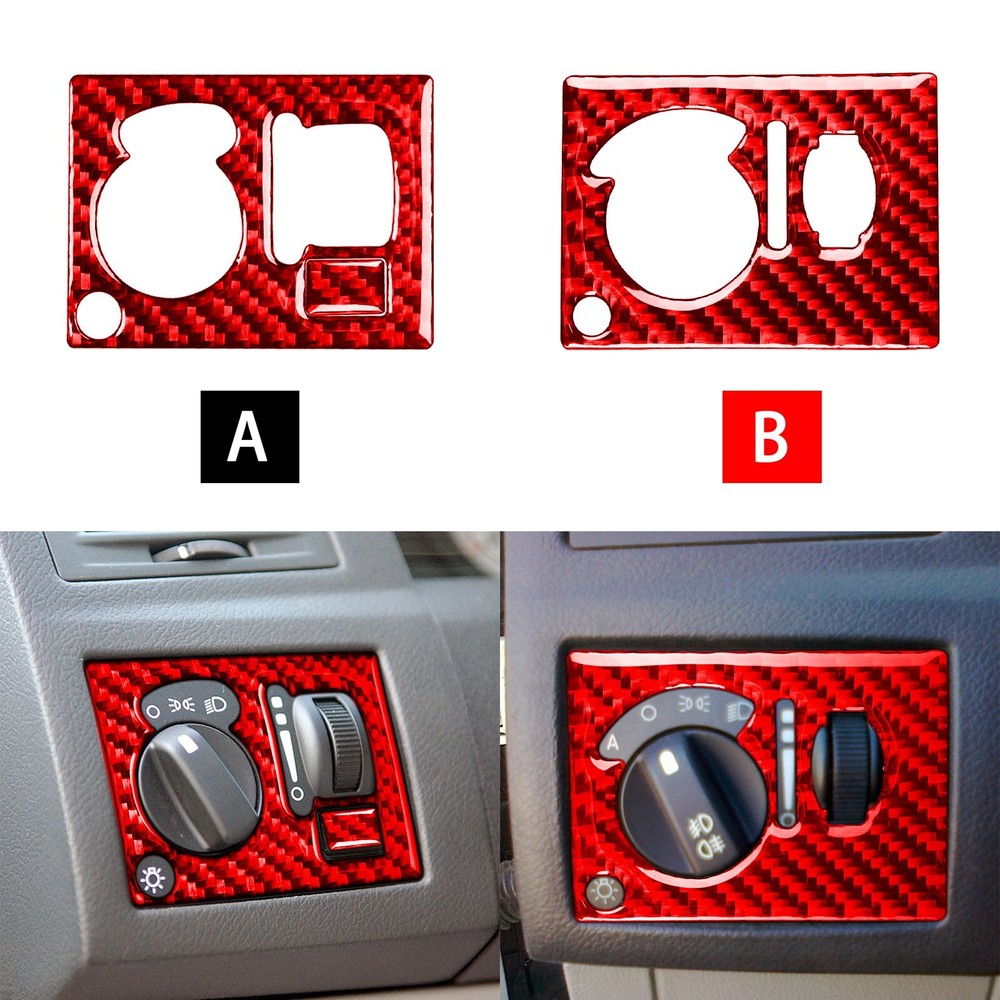 Red Carbon Fiber Headlight Switch Panel Cover For Dodge Magnum Charger 2008-2010