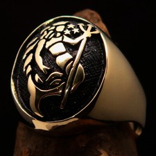 AQUARIUS RING, MENS COSTUME ZODIAC RING, AQUARIUS STAR SIGN ANTIQUED SIZE 13.5