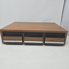 Vintage 3 Drawer 42 Cassette Tape Storage Holder Organizer Faux Wood Grain 80s