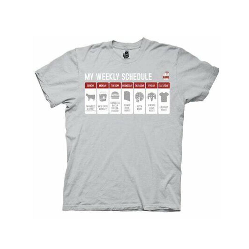 Adult Unisex Big Bang Theory TV Show Sheldon Leonard Weekly Schedule T-shirt