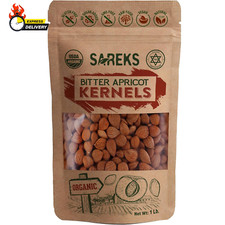 Bitter Apricot Kernels Organic Raw 1LB , 100 USDA Organic Certified Seeds, NON-