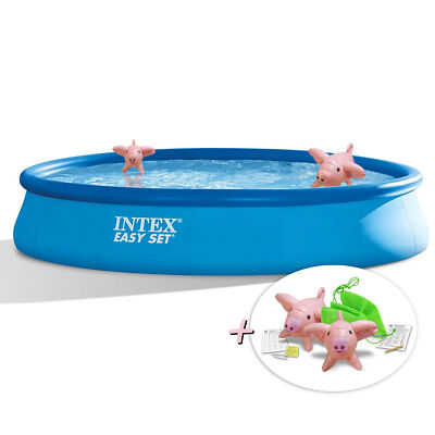 INTEX 28158GN EasySet PoolSet inkl GS-Pumpe 457x84cm + aufblasbare Schwimmtiere