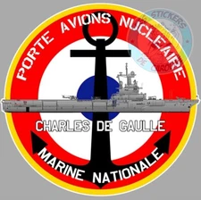 STICKER ARMEE FRANÇAISE PORTE AVIONS CHARLES DE GAULLE MARINE GUERRE 9cm PE180