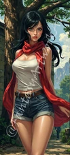 Woman with Red Scarf - Digital Image Phone Background AI Art, 6 images - #47
