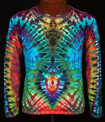T-Shirt Gr.S - 5XL langarm handgefärbt Hippie Tie dye Batik Flower Power Goa NEU