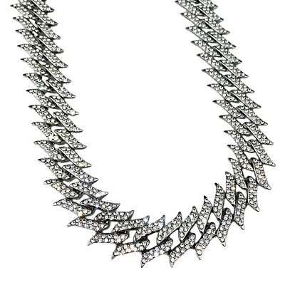 Men's Huge Spike Chain Iced Hip Hop Necklace Simulated CZ