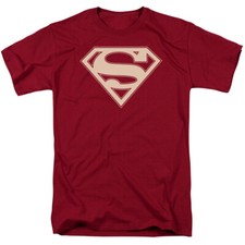 SUPERMAN CRIMSON CREAM SHIELD Licensed Adult Men's Graphic Tee Shirt SM-3XL