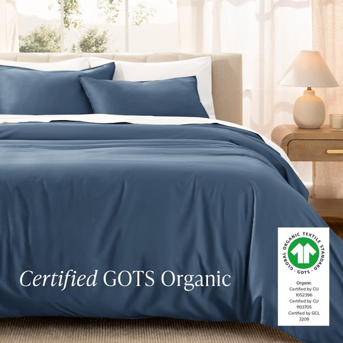 Bare Home Organic Cotton Sateen Duvet Cover Set - Smooth Sateen Weave - Picture 3 of 71