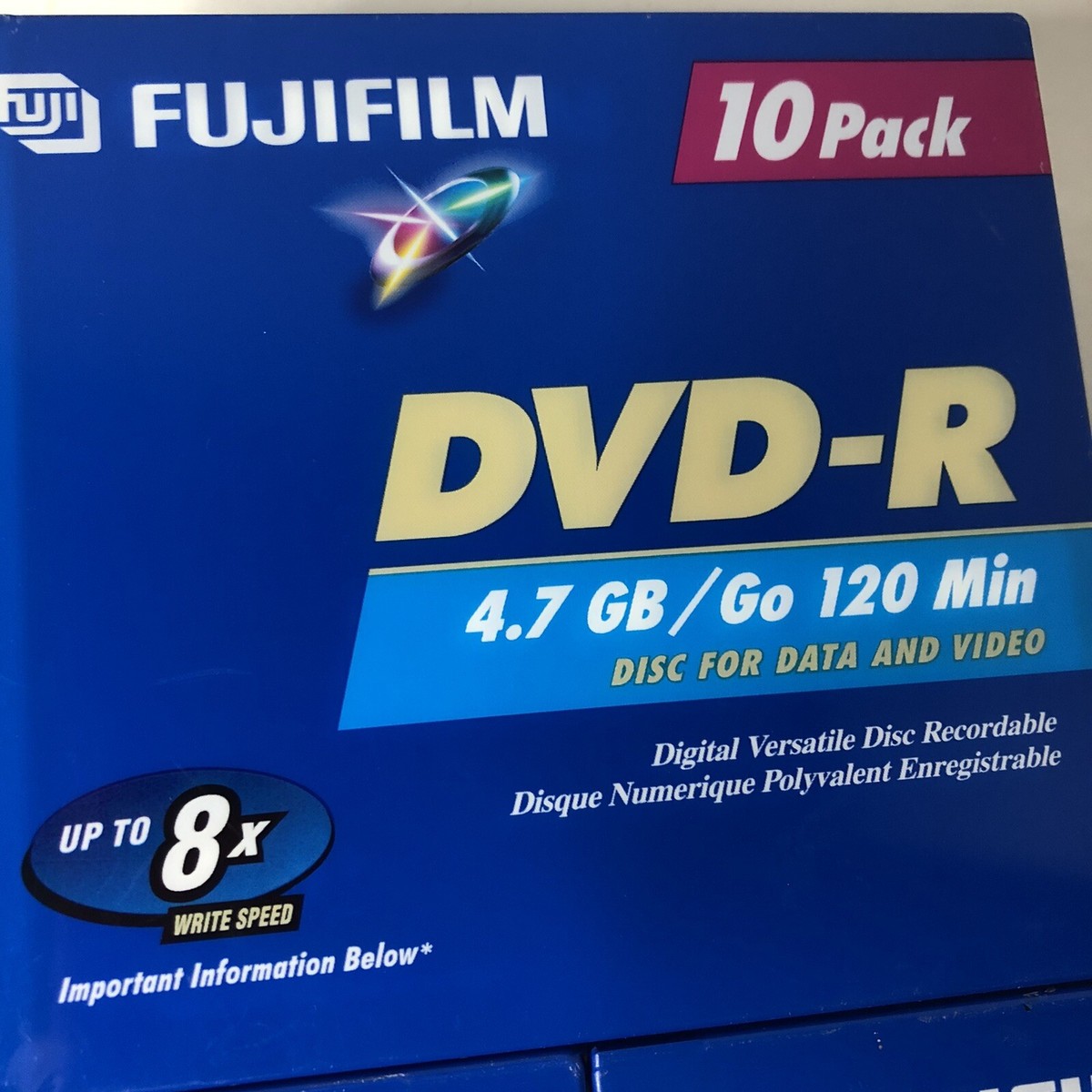 2 X Fujifilm 10 Pack DVD-R 4.7 GB/ Go 120 Min Disc For Data And
