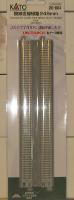 Kato N Scale 20-004 Unitrack Concrete Tie Double Track Strght 9 3/4'' 2 Pcs NEW