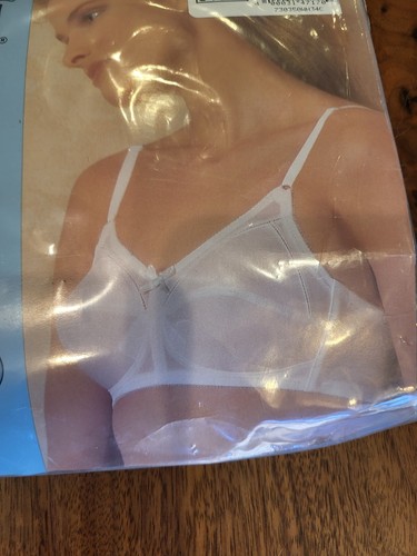 VTG Eyelet Tricot Soft Cup Sky Bali Bra White 34 C, style 350, 1994, NIP - Picture 2 of 6
