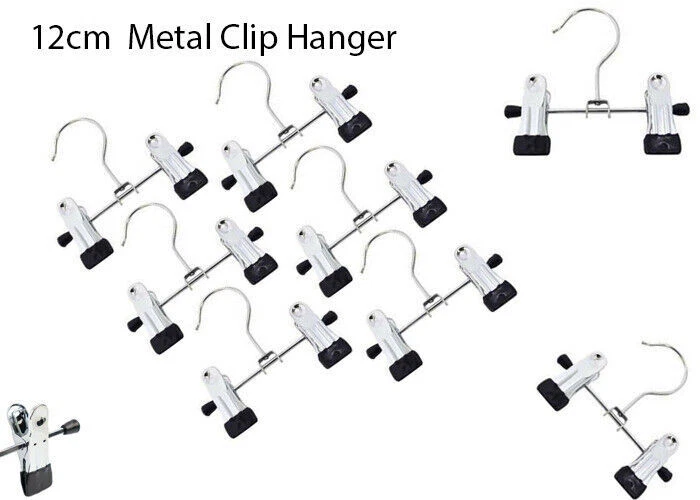 COMPLETESHOPFITTINGS 12cm Metal Double Clip Garment Hanger for Clothes & Accessories