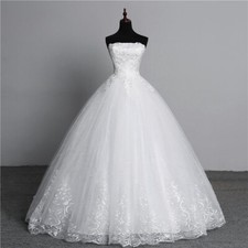 Simple Lace Flower Strapless Fashion Classic Sexy Wedding Dresses Plus Size