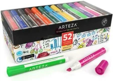 Dry Erase Markers Pack of 52, Chisel Tip, 12 Assorted Colors with Low-Odor In...