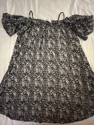 Ces Femme boho blouse off shoulder floral blue white yellow X-Large
