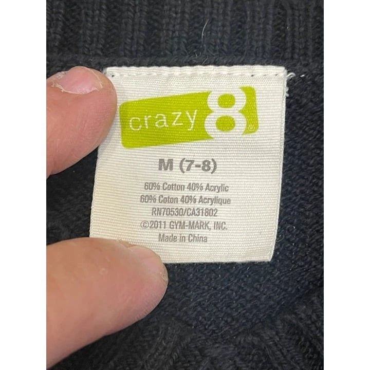 Crazy 8 V Neck Sweater Boy's M (7-8) Black Argyle Cottton Acrylic - Image 3 of 4